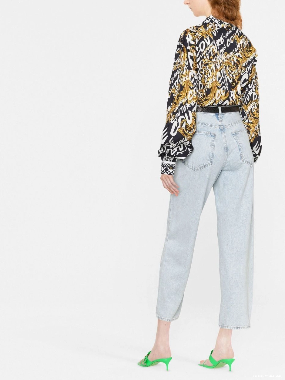 Cheap Couture Women long-sleeve Jeans Versace logo-print shirt brushed 0806